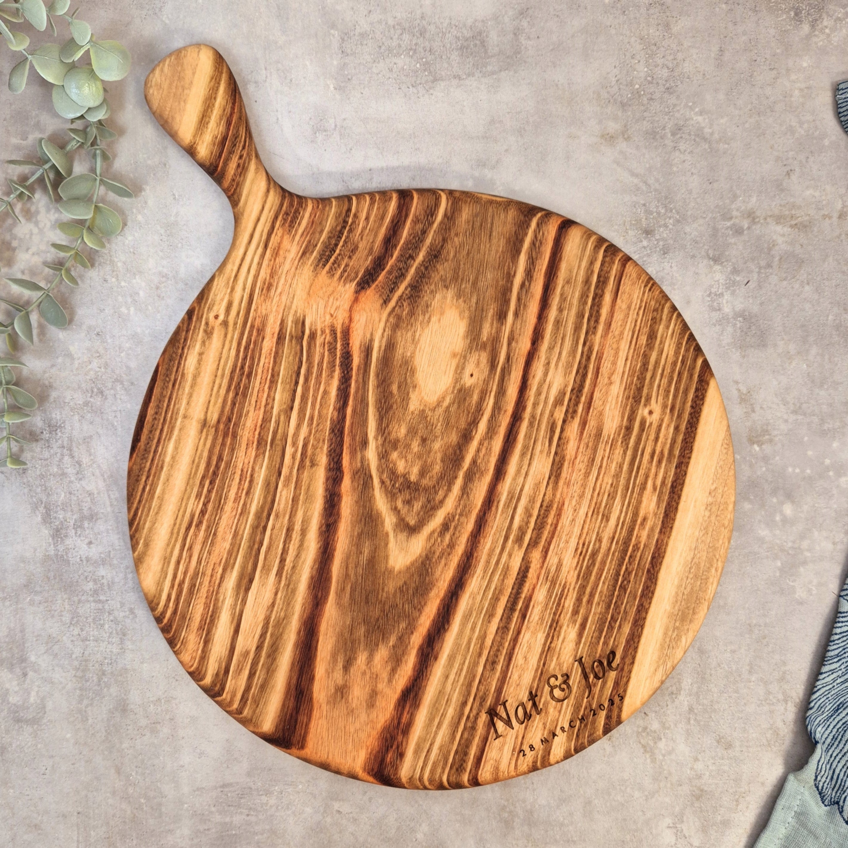 40x30cm Herringbone Wood Round Paddle Board Natural