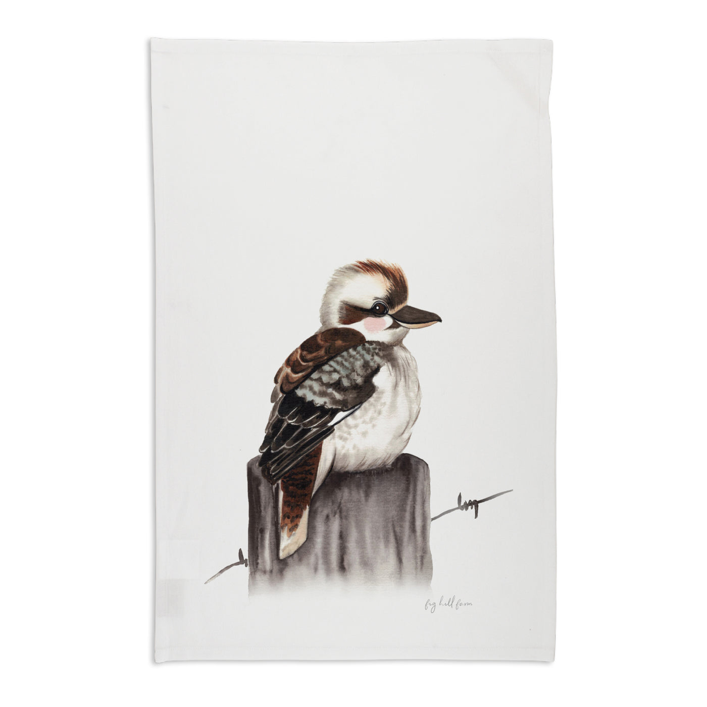 Fig Hill Farm Tea Towel - Kookaburra White