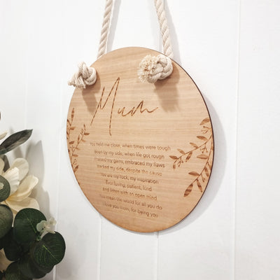 Mother's Day Engraved Wood Wall Plaque