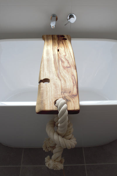 Natural Edge Bath Caddy With Rope