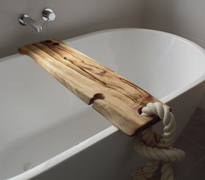 Natural Edge Bath Caddy With Rope