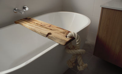 Natural Edge Bath Caddy With Rope