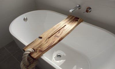 Natural Edge Bath Caddy With Rope