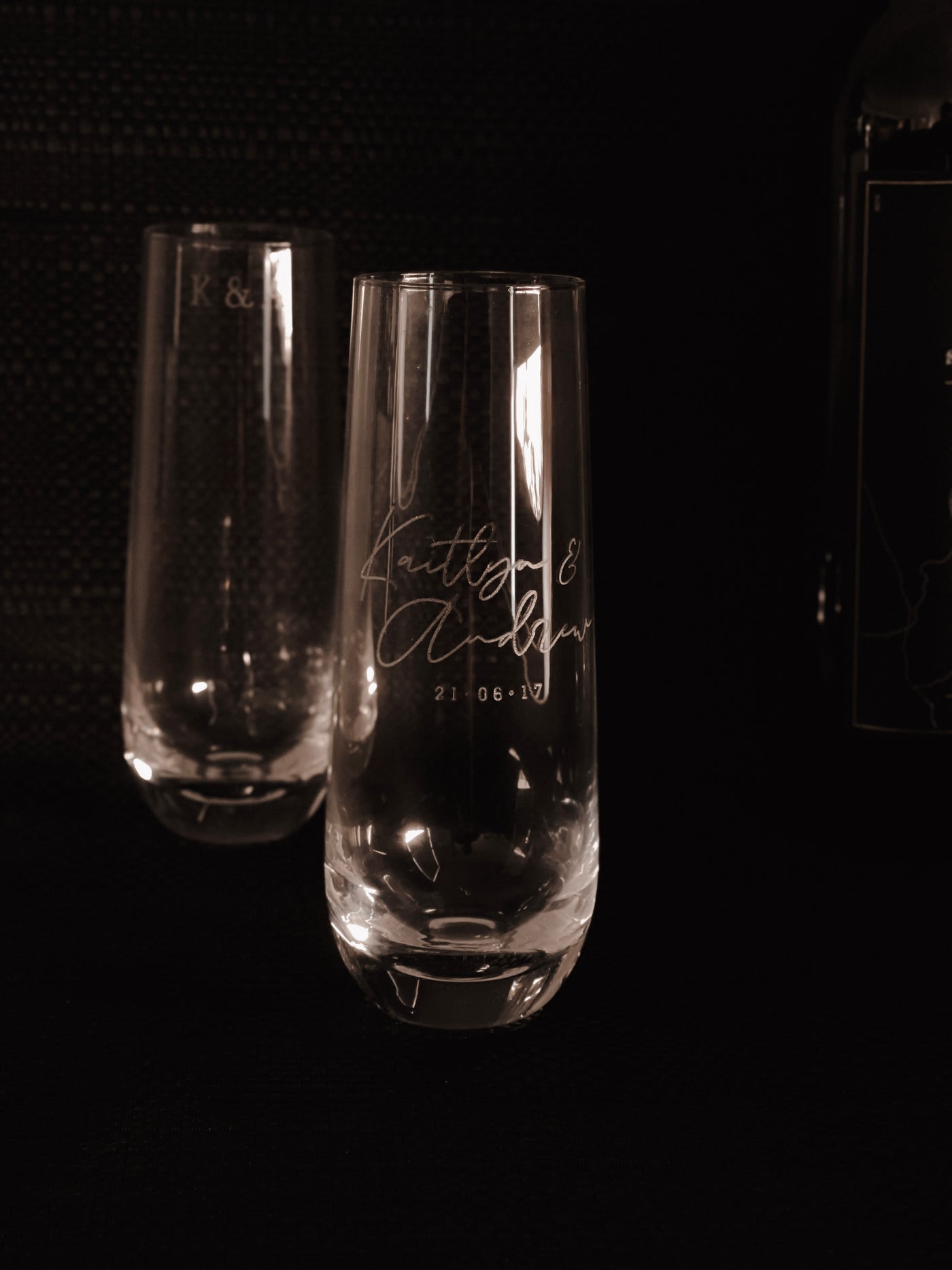 Engraved Stemless Champagne Flutes