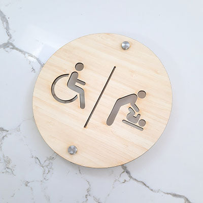 Bamboo Bathroom Signs - Disabled & Baby