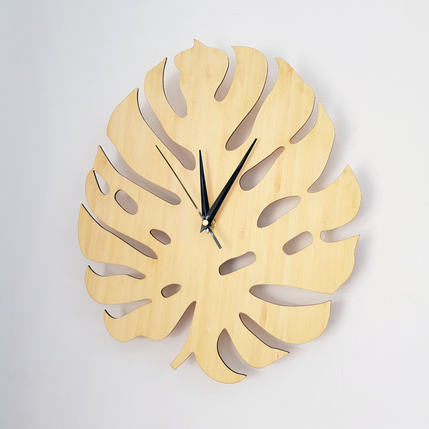 Wooden Monstera Clock