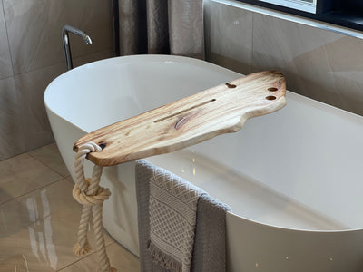 Natural Edge Bath Caddy With Rope