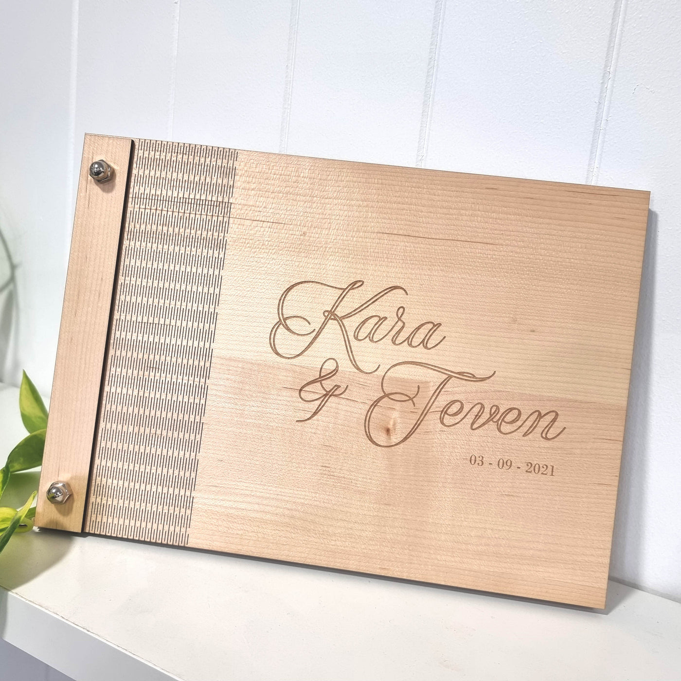 Engraved Wooden Guest Book - A4