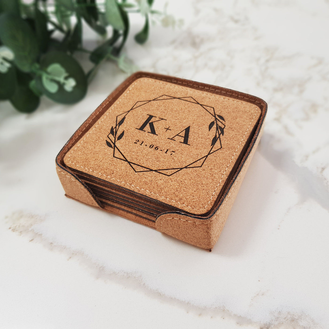 Cork Coaster Pack with Holder - SALE