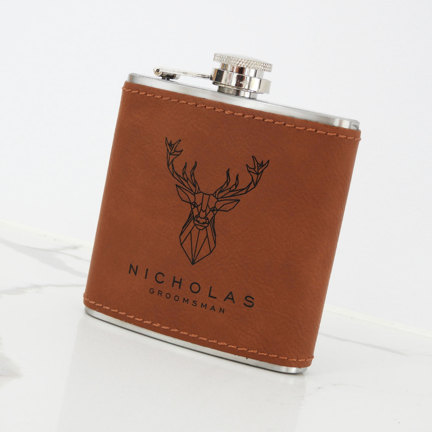 Engraved Leatherette Flask