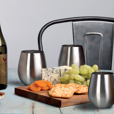 Engraved Stemless Stainless Steel Wine Glass Set